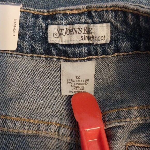 St Johns Bay Jeans 12L Denim Blue Straight Leg Bootcut Stretch Mid Rise Lot Of 2 - Picture 8 of 16